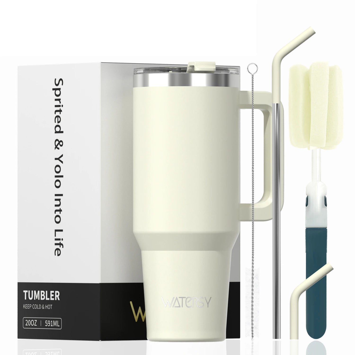 591ml Stainless Steel Insulated Cup 20oz Tumbler with Handle and Straw Keep Cold and Hot Thermal Mug Portable Car Travel Mug